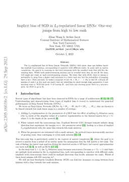 Implicit bias of SGD in $L_{2}$-regularized linear DNNs: One-way jumps
  from high to low rank