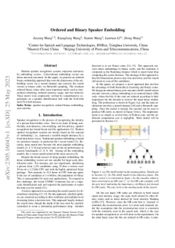 Ordered and Binary Speaker Embedding