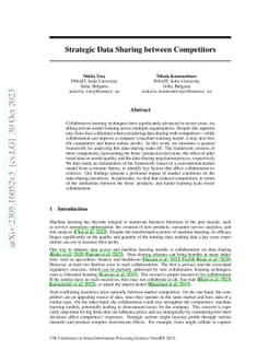 Strategic Data Sharing between Competitors
