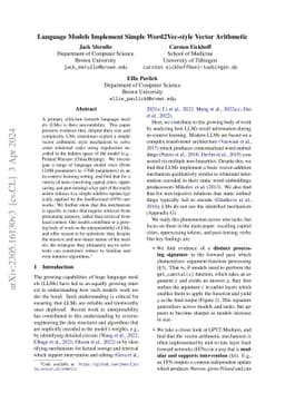 Language Models Implement Simple Word2Vec-style Vector Arithmetic