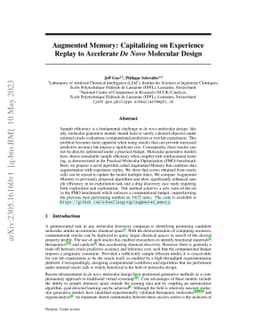 Augmented Memory: Capitalizing on Experience Replay to Accelerate De
  Novo Molecular Design