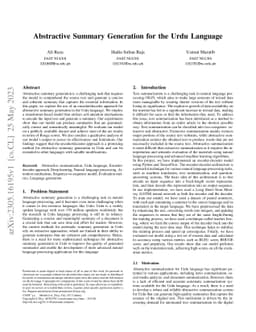 Abstractive Summary Generation for the Urdu Language