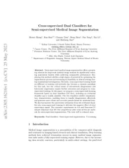 Cross-supervised Dual Classifiers for Semi-supervised Medical Image
  Segmentation