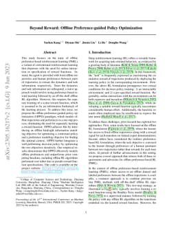 Beyond Reward: Offline Preference-guided Policy Optimization