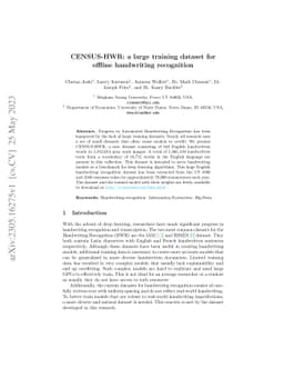 CENSUS-HWR: a large training dataset for offline handwriting recognition