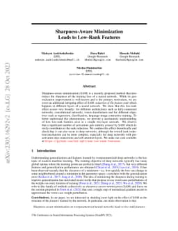 Sharpness-Aware Minimization Leads to Low-Rank Features