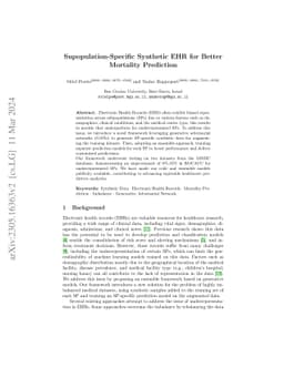 Subpopulation-Specific Synthetic EHR for Better Mortality Prediction