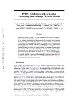 DPOK: Reinforcement Learning for Fine-tuning Text-to-Image Diffusion
  Models