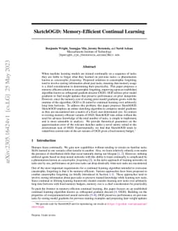 SketchOGD: Memory-Efficient Continual Learning