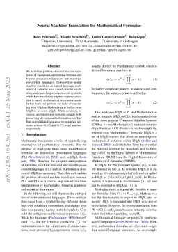 Neural Machine Translation for Mathematical Formulae