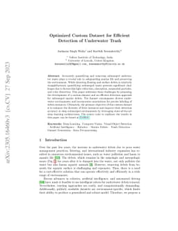 Optimized Custom Dataset for Efficient Detection of Underwater Trash