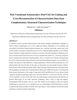 Pair-Variational Autoencoders (PairVAE) for Linking and
  Cross-Reconstruction of Characterization Data from Complementary Structural
  Characterization Techniques