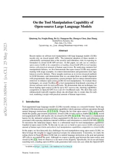 On the Tool Manipulation Capability of Open-source Large Language Models