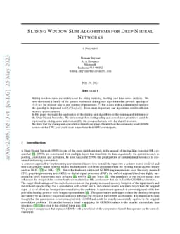 Sliding Window Sum Algorithms for Deep Neural Networks