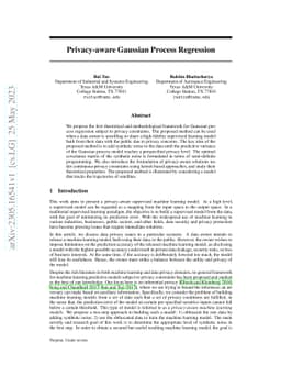Privacy-aware Gaussian Process Regression