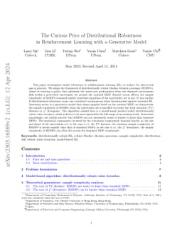 The Curious Price of Distributional Robustness in Reinforcement Learning
  with a Generative Model