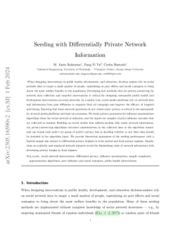 Seeding with Differentially Private Network Information
