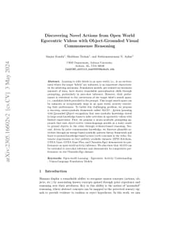Discovering Novel Actions from Open World Egocentric Videos with
  Object-Grounded Visual Commonsense Reasoning