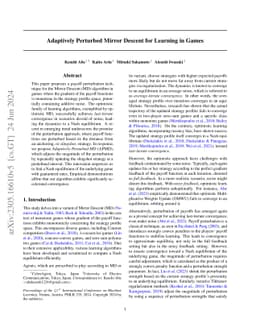 Adaptively Perturbed Mirror Descent for Learning in Games