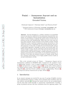 Panini -- Anonymous Anycast and an Instantiation