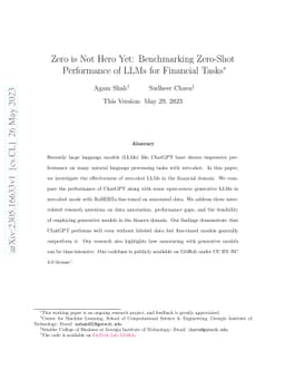 Zero is Not Hero Yet: Benchmarking Zero-Shot Performance of LLMs for
  Financial Tasks