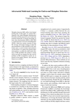 Adversarial Multi-task Learning for End-to-end Metaphor Detection