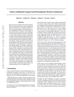 Future-conditioned Unsupervised Pretraining for Decision Transformer