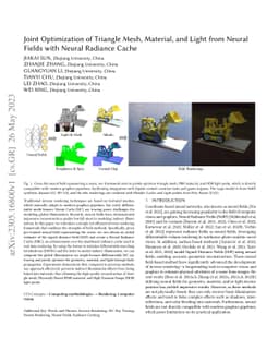 Joint Optimization of Triangle Mesh, Material, and Light from Neural
  Fields with Neural Radiance Cache