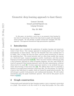 Geometric deep learning approach to knot theory