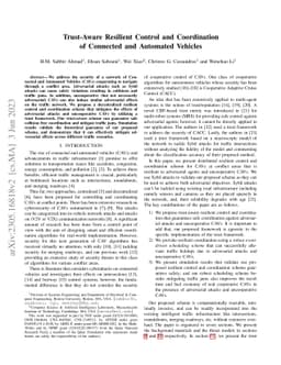 Trust-Aware Resilient Control and Coordination of Connected and
  Automated Vehicles