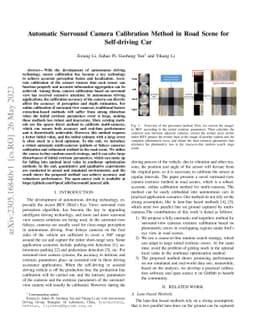 Automatic Surround Camera Calibration Method in Road Scene for
  Self-driving Car