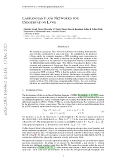 Lagrangian Flow Networks for Conservation Laws