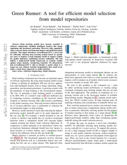 Green Runner: A tool for efficient model selection from model
  repositories