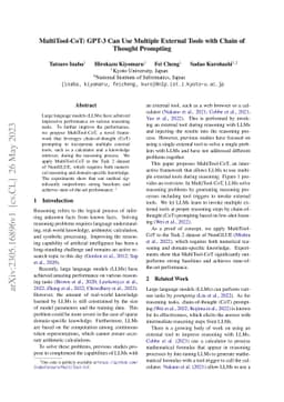 MultiTool-CoT: GPT-3 Can Use Multiple External Tools with Chain of
  Thought Prompting
