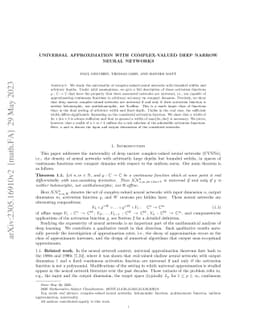Universal approximation with complex-valued deep narrow neural networks