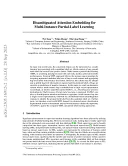 Disambiguated Attention Embedding for Multi-Instance Partial-Label
  Learning
