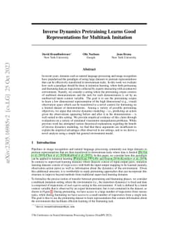 Inverse Dynamics Pretraining Learns Good Representations for Multitask
  Imitation