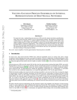 Vecchia Gaussian Process Ensembles on Internal Representations of Deep Neural Networks