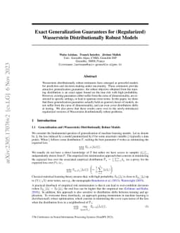 Exact Generalization Guarantees for (Regularized) Wasserstein
  Distributionally Robust Models
