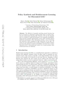 Policy Synthesis and Reinforcement Learning for Discounted LTL