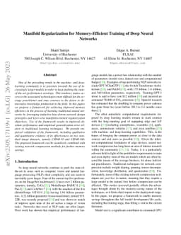 Manifold Regularization for Memory-Efficient Training of Deep Neural
  Networks