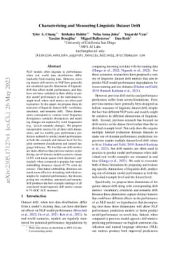 Characterizing and Measuring Linguistic Dataset Drift