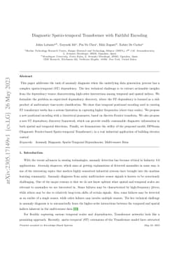 Diagnostic Spatio-temporal Transformer with Faithful Encoding