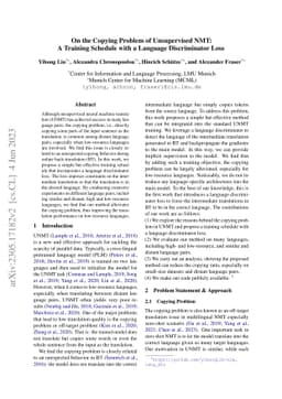 On the Copying Problem of Unsupervised NMT: A Training Schedule with a
  Language Discriminator Loss