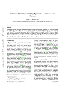 Distributed Optimization under Edge Agreements: A Continuous-Time
  Algorithm