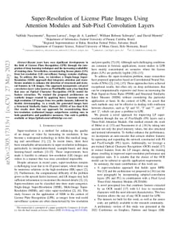 Super-Resolution of License Plate Images Using Attention Modules and
  Sub-Pixel Convolution Layers