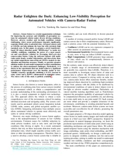 Radar Enlighten the Dark: Enhancing Low-Visibility Perception for
  Automated Vehicles with Camera-Radar Fusion