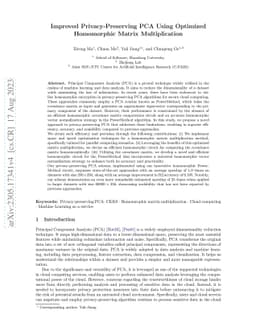 Improved Privacy-Preserving PCA Using Optimized Homomorphic Matrix
  Multiplication