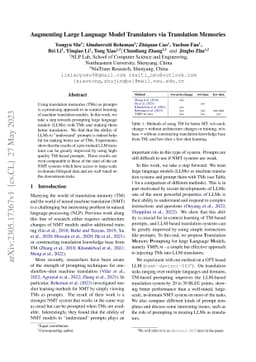 Augmenting Large Language Model Translators via Translation Memories