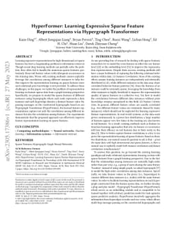 HyperFormer: Learning Expressive Sparse Feature Representations via
  Hypergraph Transformer